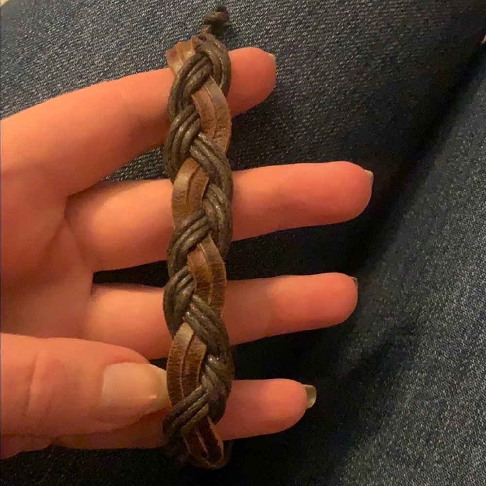 Beautifully braided brown leather bracelet